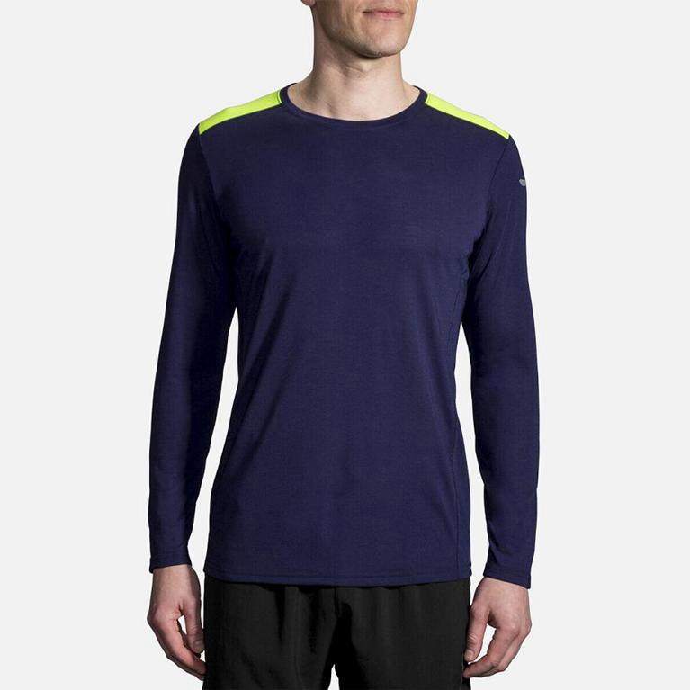 Brooks Distance Men's Long Sleeve Running Shirt - Blue (16472-KHLN)